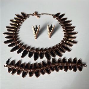 Matisse Renoir Nefertiti Copper Enamel Necklace Earrings Bracelet Set